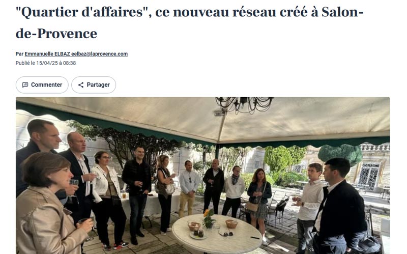 Article dans La Provence sur le lancement du club Quartier d'Affaires Salon-de-Provence